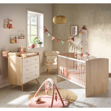 Chambre bébé, lit évolutif et commode à langer - access Blanc/marron+Marron 1 - vertbaudet enfant 