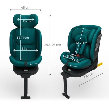 Siège Auto Kinderkraft I-360 2 PLUS i-Size avec ISOFIX, Pivotant à 360°, SPS+ et Installation Dos à la Route 40-150 cm Gris+Noir+Vert 18 - vertbaudet enfant 