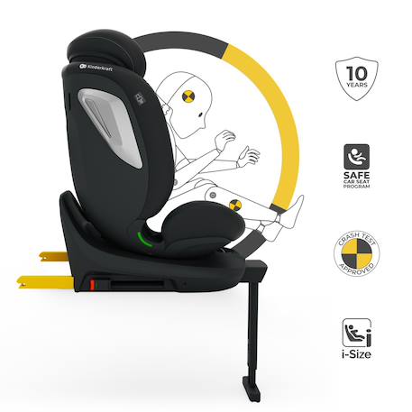 Siège Auto Kinderkraft I-360 2 PLUS i-Size avec ISOFIX, Pivotant à 360°, SPS+ et Installation Dos à la Route 40-150 cm Gris+Noir+Vert 11 - vertbaudet enfant 