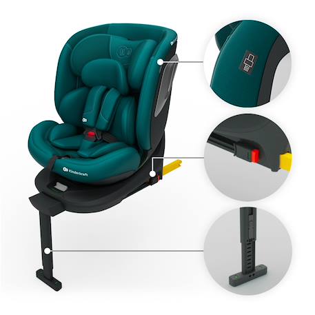 Siège Auto Kinderkraft I-360 2 PLUS i-Size avec ISOFIX, Pivotant à 360°, SPS+ et Installation Dos à la Route 40-150 cm Gris+Noir+Vert 14 - vertbaudet enfant 