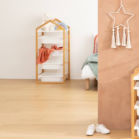Meuble en bois 4 bacs de rangement - bako Blanc 4 - vertbaudet enfant 
