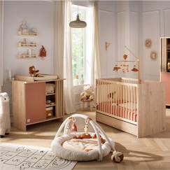 Chambre et rangement-Chambre bébé complète, lit et commode à langer avec claustra - tokyo
