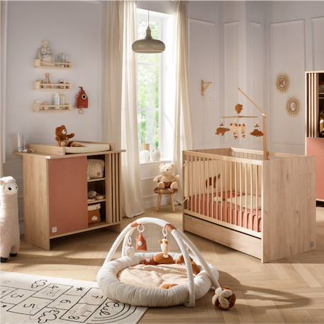 Chambre bébé complète, lit et commode à langer avec claustra - tokyo Blanc/marron+Rouge/marron+Vert/marron 7 - vertbaudet enfant 