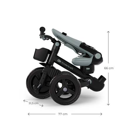 Tricycle Kinderkraft AVEO 2 PLUS Évolutif 6 Configurations avec Siège 360° CLICK&TWIST, Position Allongée et Pliage Rapide Beige+Gris+Rose+Vert 23 - vertbaudet enfant 