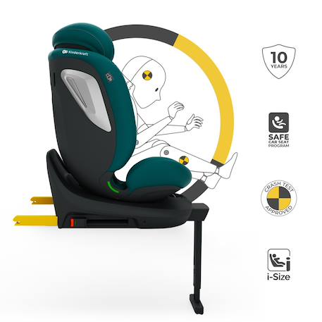Siège Auto Kinderkraft I-360 2 PLUS i-Size avec ISOFIX, Pivotant à 360°, SPS+ et Installation Dos à la Route 40-150 cm Gris+Noir+Vert 17 - vertbaudet enfant 