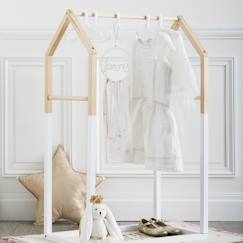 Portant à vêtements enfant "maison" bois blanc 60x100cm  - vertbaudet enfant
