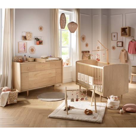 Chambre bébé évolutive, lit 140x70 évolutif et commode à langer - my love Marron 1 - vertbaudet enfant 