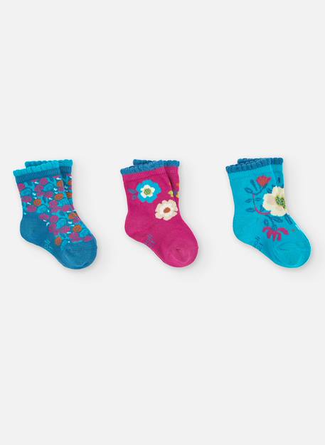 Fille-Lot chaussettes à imprimé fleuri