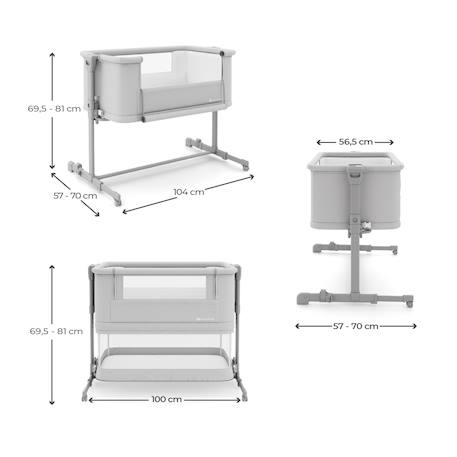 Lit Cododo Kinderkraft NESTEE GROW 2 3 en 1 avec 5 Niveaux de Hauteur, Matelas Extensible, Roulettes et Pliage Facile Gris clair 6 - vertbaudet enfant 