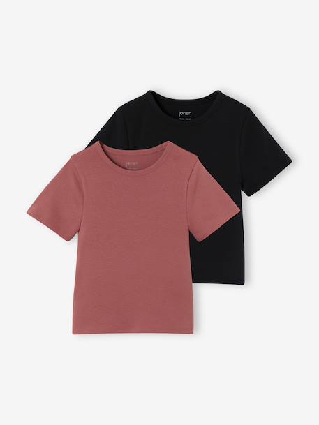 Lot de 2 T-shirts courts fille encre+vieux rose 7 - vertbaudet enfant 