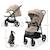Poussette TRIG 3 TR avec plateau click & fold, assise allongée 91,5 cm, roues pivotantes 360°, capote déperlante Beige+Gris+Marron+Noir 6 - vertbaudet enfant 