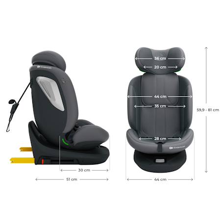 Siège auto I-GROW 2 PLUS, i-size 4-en-1   40-150 cm pivotant 360°, isofix, top tether, dos et face route, protection latérale, inclinable, ventilation, évolutif 0-12 ans Bleu+Gris+Noir+Vert 12 - vertbaudet enfant 