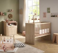 Chambre et rangement-Chambre-Chambre bébé complète-Chambre bébé duo: lit bébé 60x120 évolutif et commode à langer 2 portes décor bois hêtre - adele