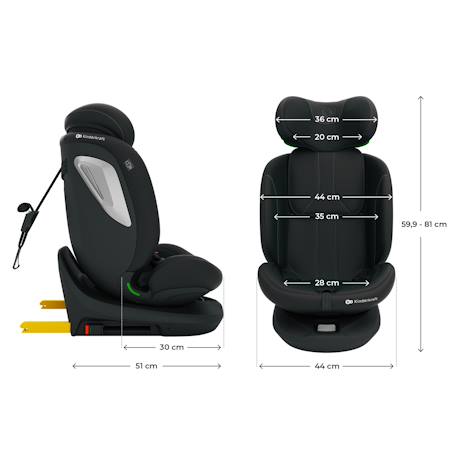 Siège auto I-GROW 2 PLUS, i-size 4-en-1   40-150 cm pivotant 360°, isofix, top tether, dos et face route, protection latérale, inclinable, ventilation, évolutif 0-12 ans Bleu+Gris+Noir+Vert 18 - vertbaudet enfant 