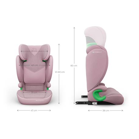 Siège Auto Kinderkraft JUNIOR FIX 2 PLUS 100-150 cm avec ISOFIX, H-GUARD, SPS, AIR FLOW et Appuie-Tête Réglable Black+Green+Grey+Pink 24 - vertbaudet enfant 