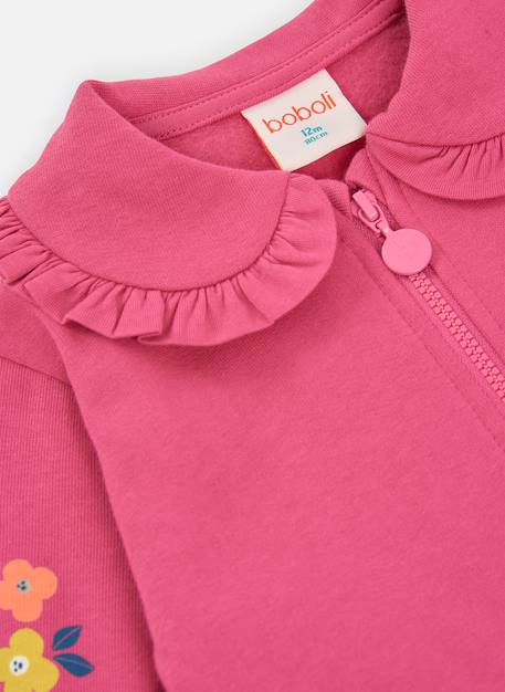 Veste fille en molleton imprimé fleurs Violet 4 - vertbaudet enfant 