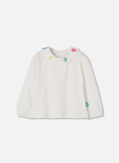 Ensemble bébé fille en maille brodé feuilles Blanc 3 - vertbaudet enfant 
