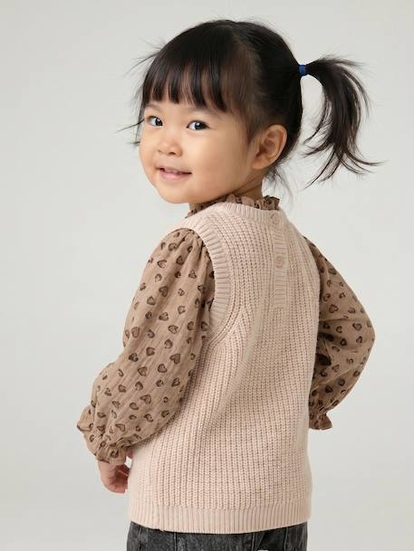 Pull 2 en 1 bébé bleu ciel+écru+rose poudré 11 - vertbaudet enfant 