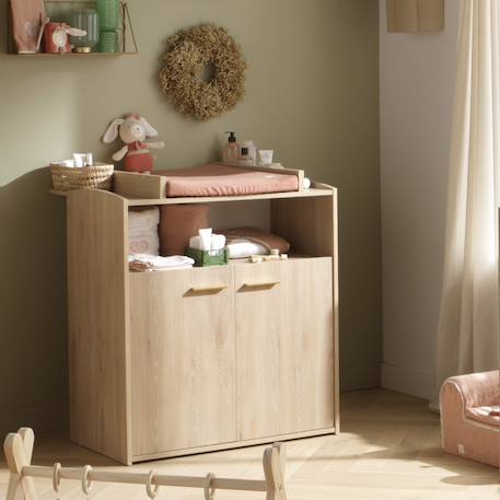 Chambre bébé duo: lit bébé 60x120 évolutif et commode à langer 2 portes décor bois hêtre - adele Marron 4 - vertbaudet enfant 