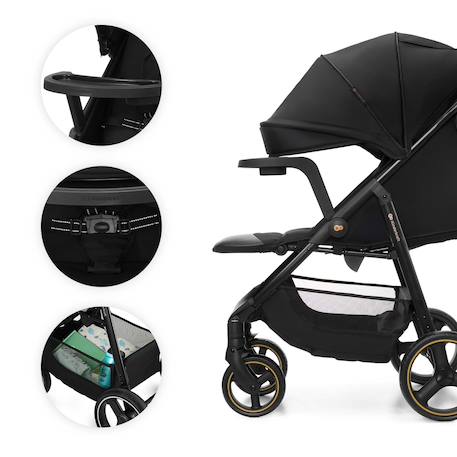 Poussette TRIG 3 TR avec plateau click & fold, assise allongée 91,5 cm, roues pivotantes 360°, capote déperlante Beige+Gris+Marron+Noir 20 - vertbaudet enfant 