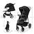 Poussette TRIG 3 TR avec plateau click & fold, assise allongée 91,5 cm, roues pivotantes 360°, capote déperlante Beige+Gris+Marron+Noir 24 - vertbaudet enfant 