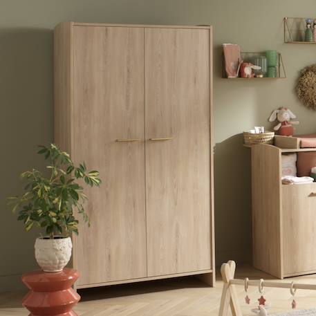 Chambre bébé trio: lit bébé 60x120 évolutif, commode à langer 2 portes et armoire 2 portes décor bois hêtre - adele Marron 6 - vertbaudet enfant 