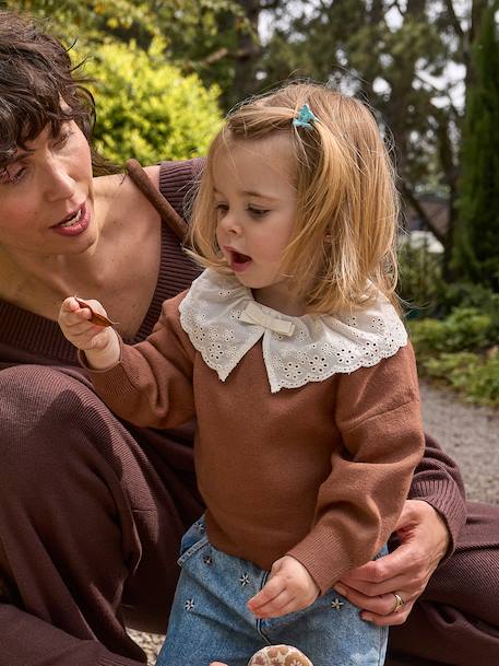Pull bébé fille manches longues mauve+moka 6 - vertbaudet enfant 