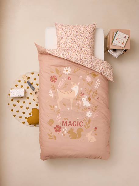 Parure housse de couette enfant et taie vieux rose 1 - vertbaudet enfant 
