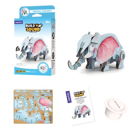 Puzzle 3d construction&son animaux sauvages - éléphant d'afrique Multicolor 4 - vertbaudet enfant 