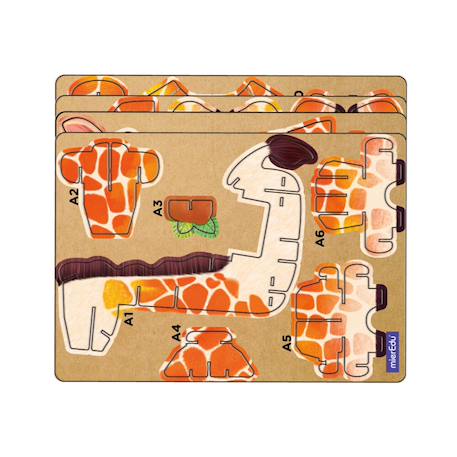 Puzzle 3d construction&son animaux sauvages - girafe Multicolor 2 - vertbaudet enfant 