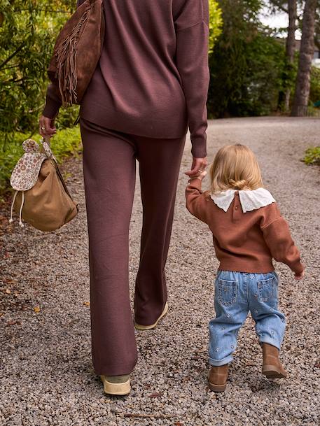 Pull bébé fille manches longues mauve+moka 12 - vertbaudet enfant 