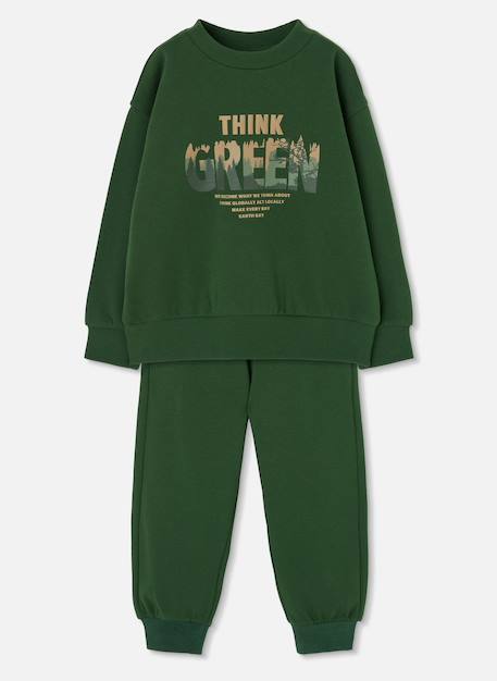 Garçon-Ensemble garçon maille imprimé think green