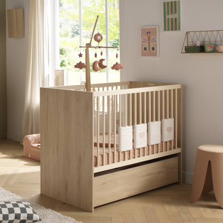 Chambre bébé duo: lit bébé 60x120 évolutif et commode à langer 2 portes décor bois hêtre - adele Marron 3 - vertbaudet enfant 
