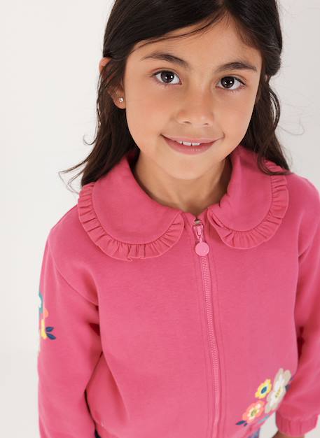 Veste fille en molleton imprimé fleurs Violet 1 - vertbaudet enfant 