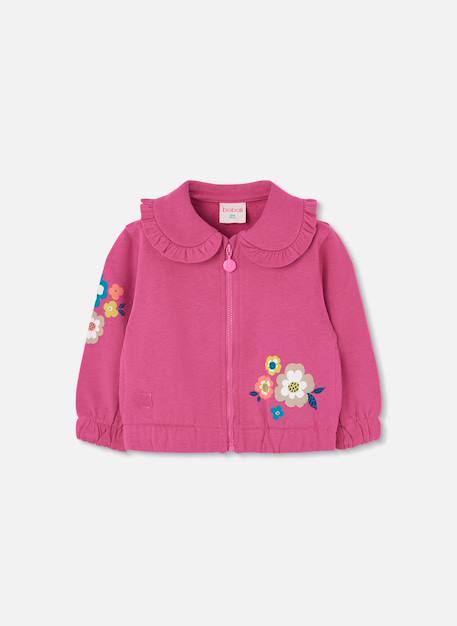 Veste fille en molleton imprimé fleurs Violet 2 - vertbaudet enfant 