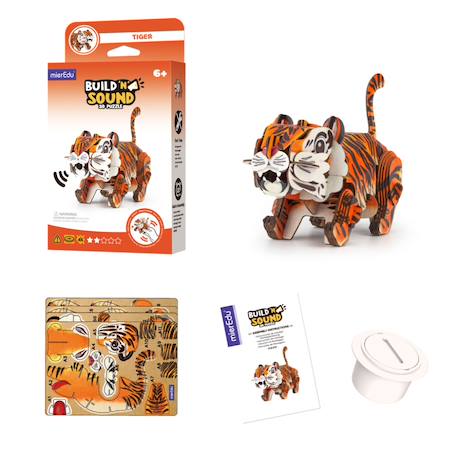 Puzzle 3d construction&son animaux sauvages - tigre Multicolor 4 - vertbaudet enfant 
