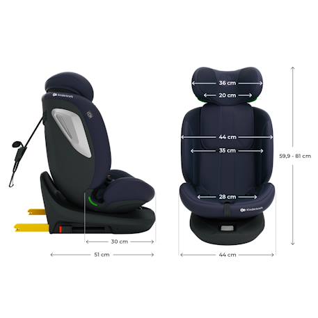 Siège auto I-GROW 2 PLUS, i-size 4-en-1   40-150 cm pivotant 360°, isofix, top tether, dos et face route, protection latérale, inclinable, ventilation, évolutif 0-12 ans Bleu+Gris+Noir+Vert 6 - vertbaudet enfant 