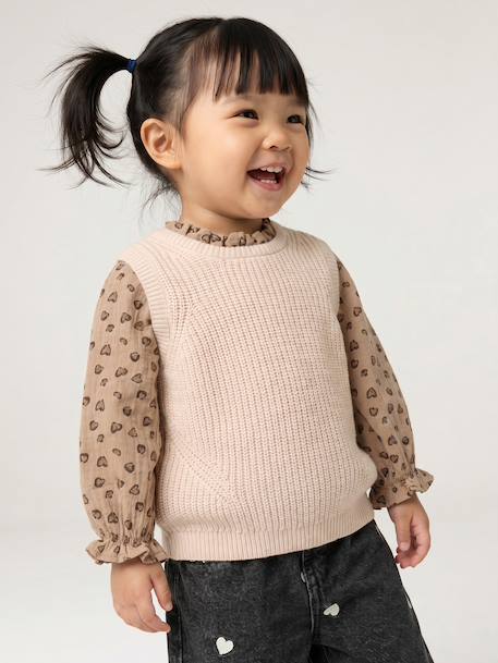 Pull 2 en 1 bébé bleu ciel+écru+rose poudré 4 - vertbaudet enfant 