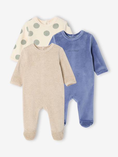 Lot de 3 dors bien bébé ouverture dos beige chiné+gris chiné+vert sauge 1 - vertbaudet enfant 