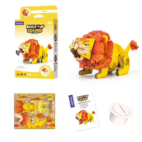 Puzzle 3d construction&son animaux sauvages - lion Multicolor 4 - vertbaudet enfant 