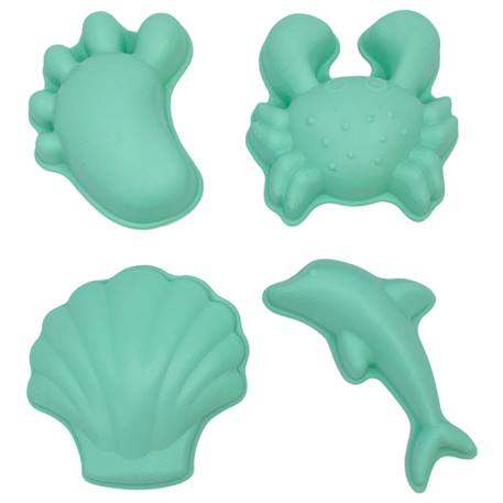 Set de 4 moules de plage en silicone souple Cherry red+Coral+Dark moss green+Dark purple+Light dusty purple+Midnight blue+Mint+Mustard+Petrol blue+Rust+Sage green 21 - vertbaudet enfant 