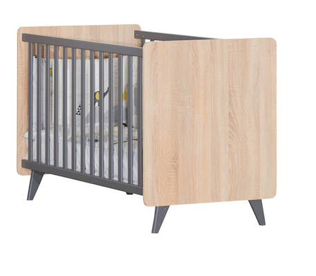 Chambre bébé duo: lit bébé 60x120 et commode à langer 2 tiroirs décor bois chêne - come Marron/gris 5 - vertbaudet enfant 