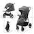 Poussette TRIG 3 TR avec plateau click & fold, assise allongée 91,5 cm, roues pivotantes 360°, capote déperlante Beige+Gris+Marron+Noir 12 - vertbaudet enfant 