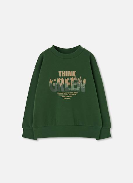 Ensemble garçon maille imprimé think green Vert 3 - vertbaudet enfant 