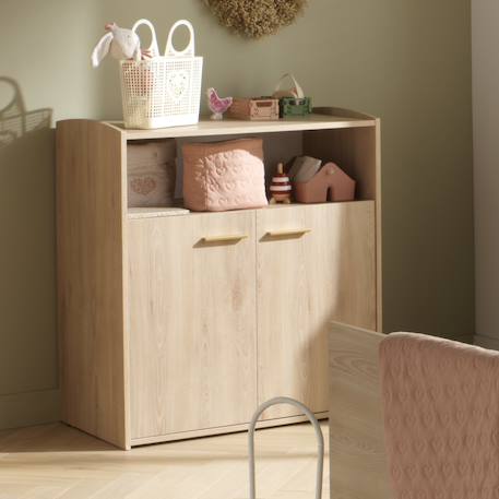 Chambre bébé duo: lit bébé 60x120 évolutif et commode à langer 2 portes décor bois hêtre - adele Marron 5 - vertbaudet enfant 