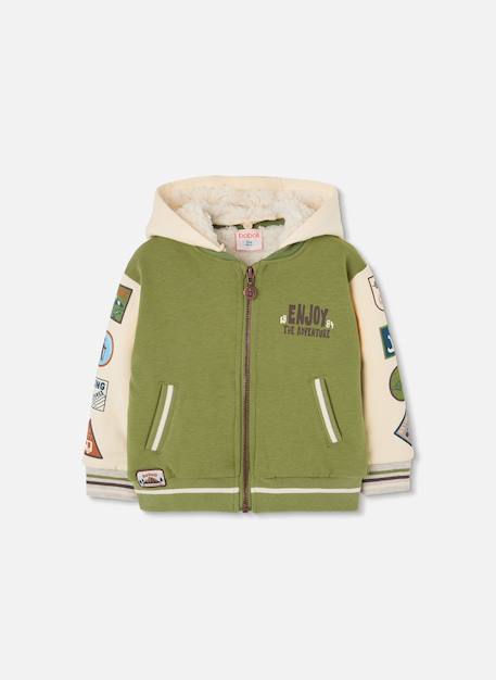 Veste garçon molleton avec patchs aventure Vert 2 - vertbaudet enfant 