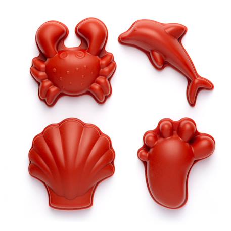 Set de 4 moules de plage en silicone souple Cherry red+Coral+Dark moss green+Dark purple+Light dusty purple+Midnight blue+Mint+Mustard+Petrol blue+Rust+Sage green 29 - vertbaudet enfant 