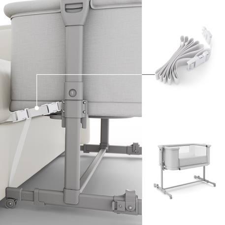 Lit Cododo Kinderkraft NESTEE GROW 2 3 en 1 avec 5 Niveaux de Hauteur, Matelas Extensible, Roulettes et Pliage Facile Gris clair 4 - vertbaudet enfant 