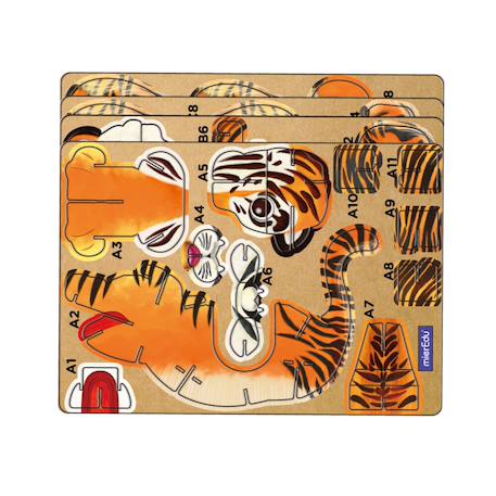 Puzzle 3d construction&son animaux sauvages - tigre Multicolor 2 - vertbaudet enfant 