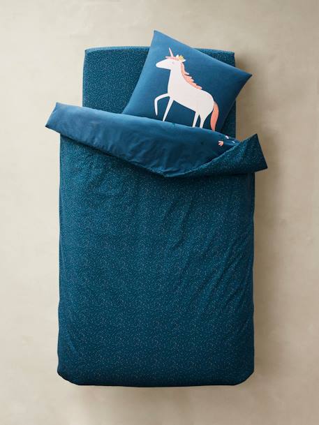 Parure housse de couette + taie d'oreiller enfant FORET ENCHANTEE BLEU 4 - vertbaudet enfant 
